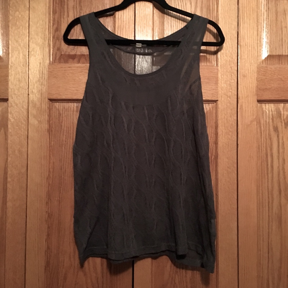 URBAN OUTFITTERS Dark Grey Lacy Sleeveless Top